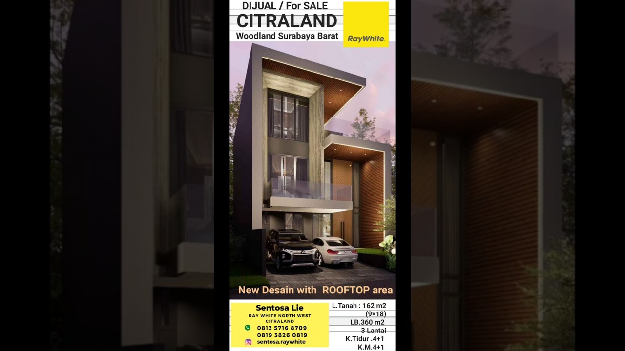 6 Milyaran Dijual Rumah Baru Woodland Citraland Surabaya Barat - Modern Mewah New Desain 3 Lantai Bonus Rooftop Area Dekat Fresh Market Citraland, Uc, Hokky Buah, Ciputra Hospital