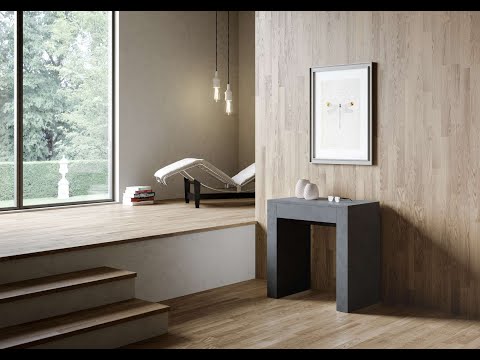 Petite console bois noyer de 80 cm extensible jusqu'a 299 cm 14 places Kubine