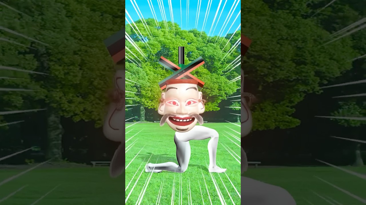 【踏切アニメ】お面を被った白くておかしな踏切カンカン達 #Shorts