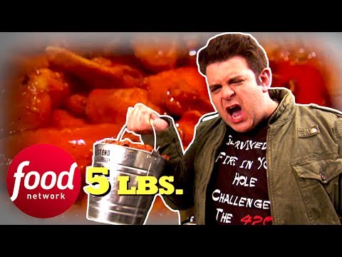 Adam Struggles To Eat A 5 LB Bucket With 50 Buffalo Wings In 30 Minutes | Man v Food