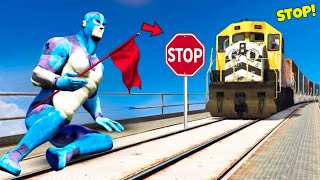 Finally Rope Hero Stop The Train In GTA5! (GTA5 Mods)