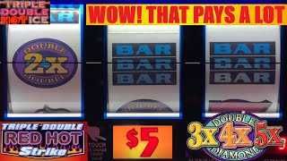 BIG WINS! Flipped 400 Free Play into $1200 on Double 4 Times Pay! Triple Double Red Hot Strike slots