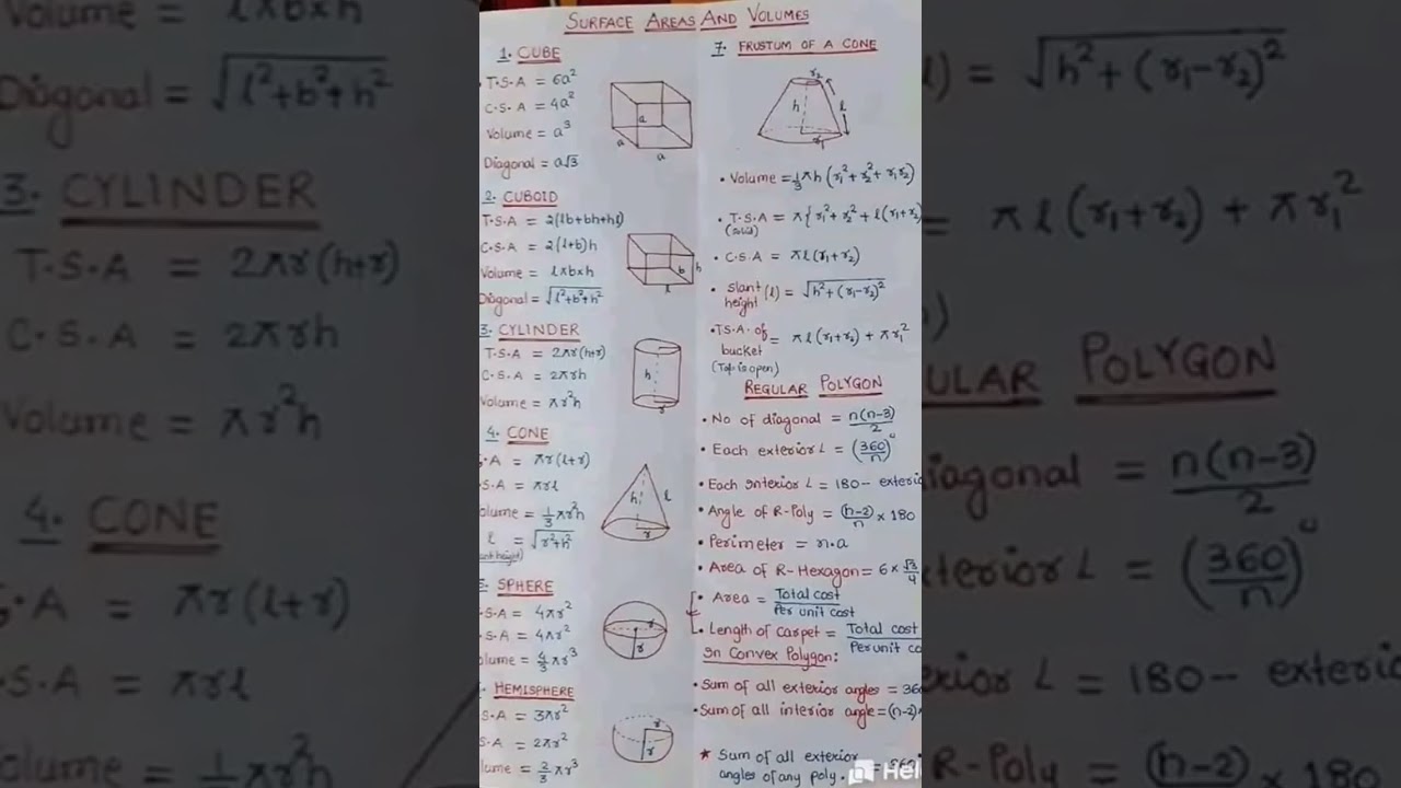 Geometry#competitive #Surface area and volume #cube#cuboid#Cylinder#Cone#Sphere#Hemispheres#shorts