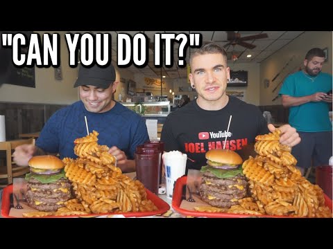 HUGE BURGER & MASSIVE BUCKET OF WAFFLE FRIES CHALLENGE | With Nathan Figueroa | Florida