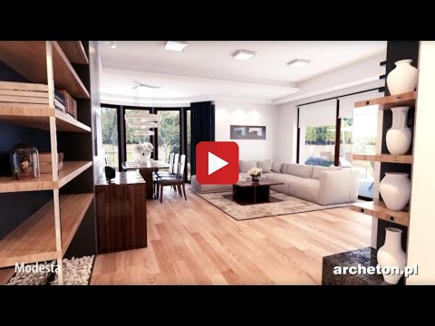 Projekt domu MODESTA, 246,5 m2, wirtualny spacer - archeton.pl