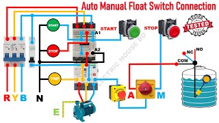 3 Phase Water Pump DOL Starter Auto & Manual Connection ( Float Switch/Sensor Start & Stop Switches)