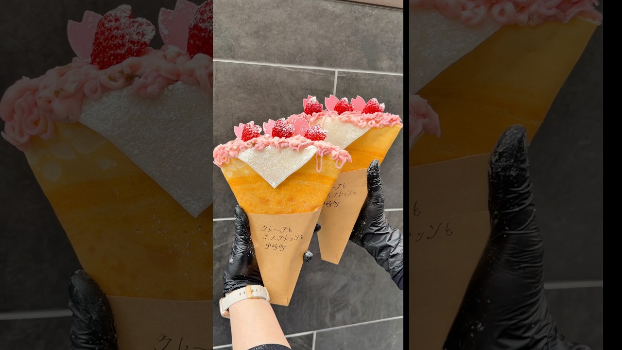 濃厚モンブランの桜クレープ🌸 #japanesefood