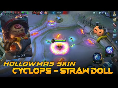 SKIN HALLOMAS CYCLOPS STRAW DOLL NO COOLDOWN SKILLS GAMEPLAY - MOBILE LEGENDS NEW SKIN 2021