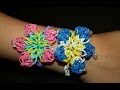 Как сделать браслет из резинок №17. Гибискус. Rainbow loom bracelet 17. Hibiscus ...