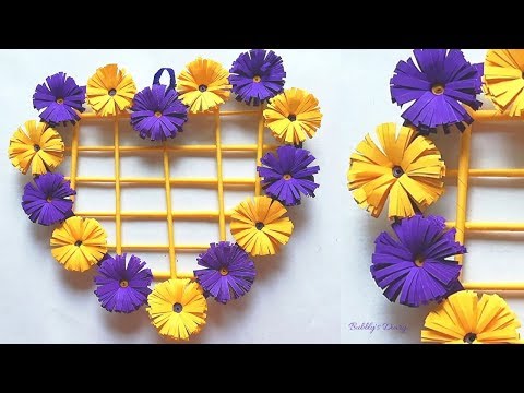 DIY Paper Heart Wall Hanging - DIY Paper Flower Wall Hanging - DIY Room Decor 2019 Video