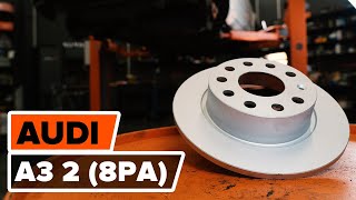 How to change rear brake discs / rear brake rotors on AUDI A3 2 (8PA) [TUTORIAL AUTODOC]