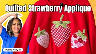 Beginner-Friendly Quilted Strawberry Appliqué Sweatshirt 🍓 DIY SEWING Tutorial