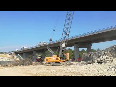 Abbrucharbeiten A6-Neckarbrücke bei Heilbronn