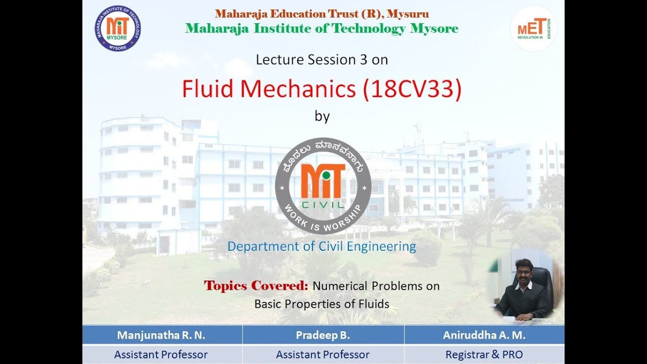 Fluid Mechanics | 18CV33 | Module 1 | Session 3 | Aniruddha A. M.