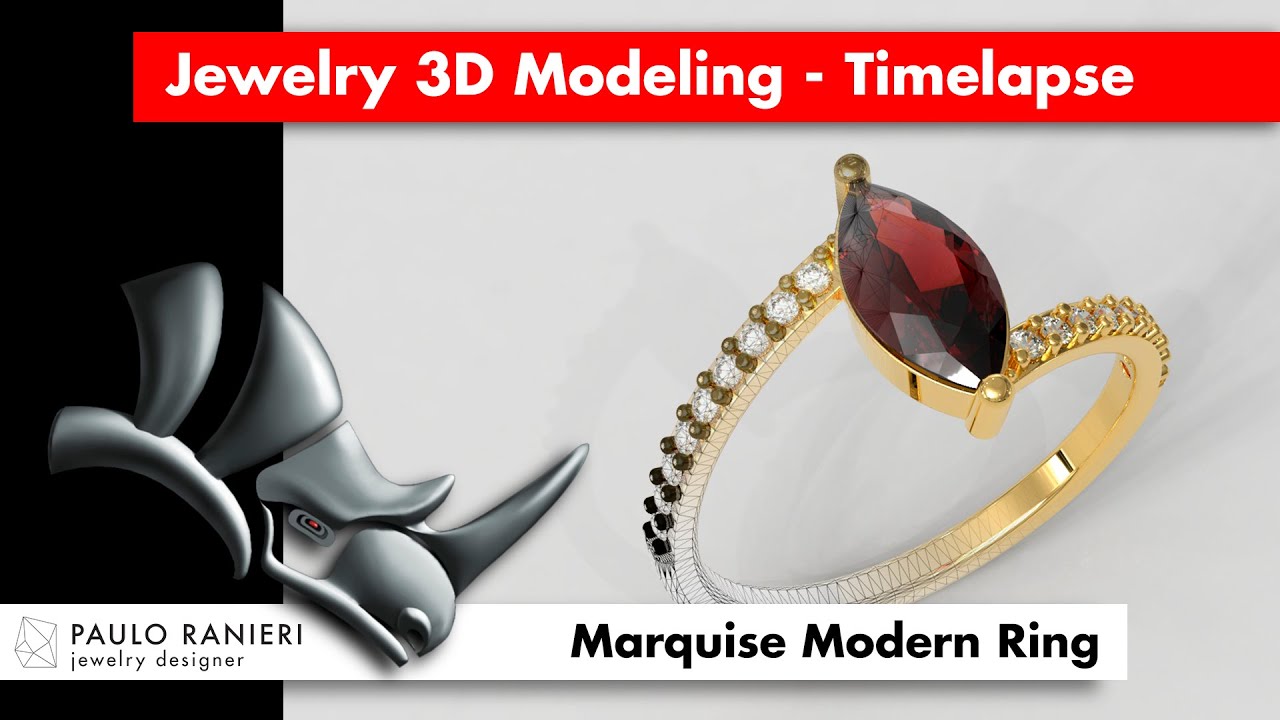 Marquise Gemstone Modern Ring 3D Print Model