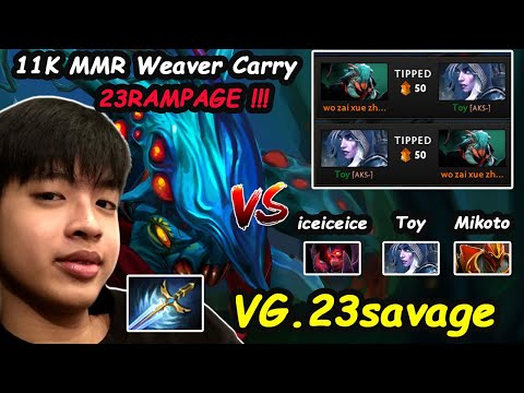 23savage [Weaver] 11K MMR Carry vs Toyzakung EG.iceiceice BOOM.Mikoto Dota 2 7.28 Gameplay