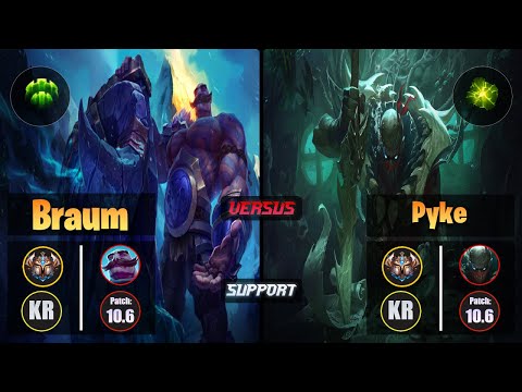Challenger BRAUM [Guardian] (Support) VS  PYKE - Challenger KR Patch 10.6