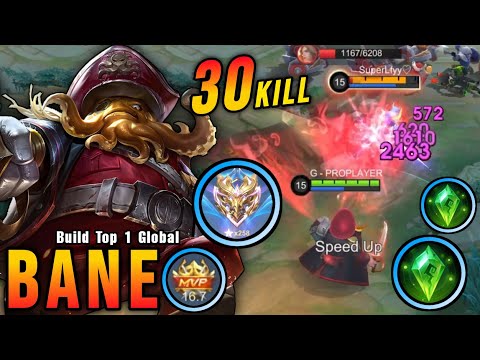30 Kills!! One Hit Build Bane Monster Midlane!! - Build Top 1 Global Bane ~ MLBB