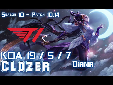 T1 Clozer DIANA vs ORIANNA Mid - Patch 10.14 KR Ranked