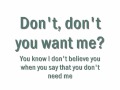 Human League - Don't you want me baby ...