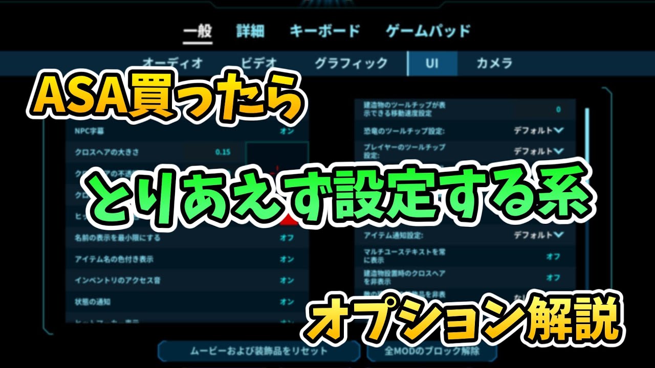 【ASAゆっくり解説】ASAを買ったらとりあえず設定する系オプション解説！