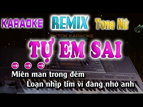 Tự Em Sai Karaoke Remix Tone Nữ ( Miên Man Trong Đêm Loạn Nhịp Tim Vì Đan Nhớ Anh )