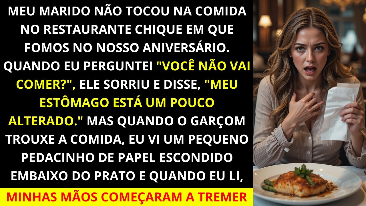 Meu marido não tocou na comida no nosso 15° jantar de aniversário de casamento… então vi o bilhete