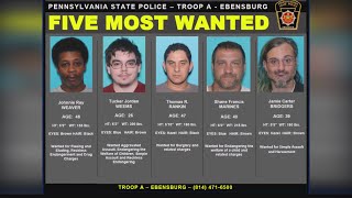 Cambria County troopers search for five most wanted