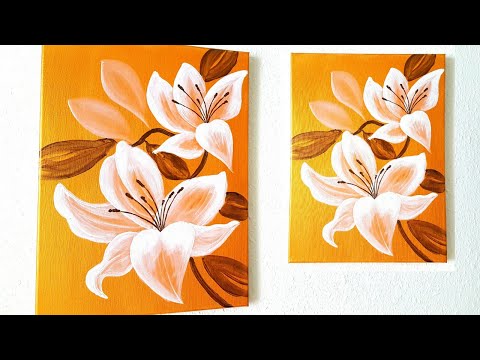 Blumen Malen Acryl Lilien Weiß Gold Anfänger - Flowers Acrylic Painting Lilies White Gold Beginners