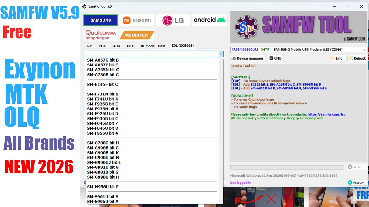 SamFW Tool 2026 V5.9 | Samsung FRP Tool, Samsung FRP bypss 2026