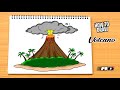How to draw Volcano step by step