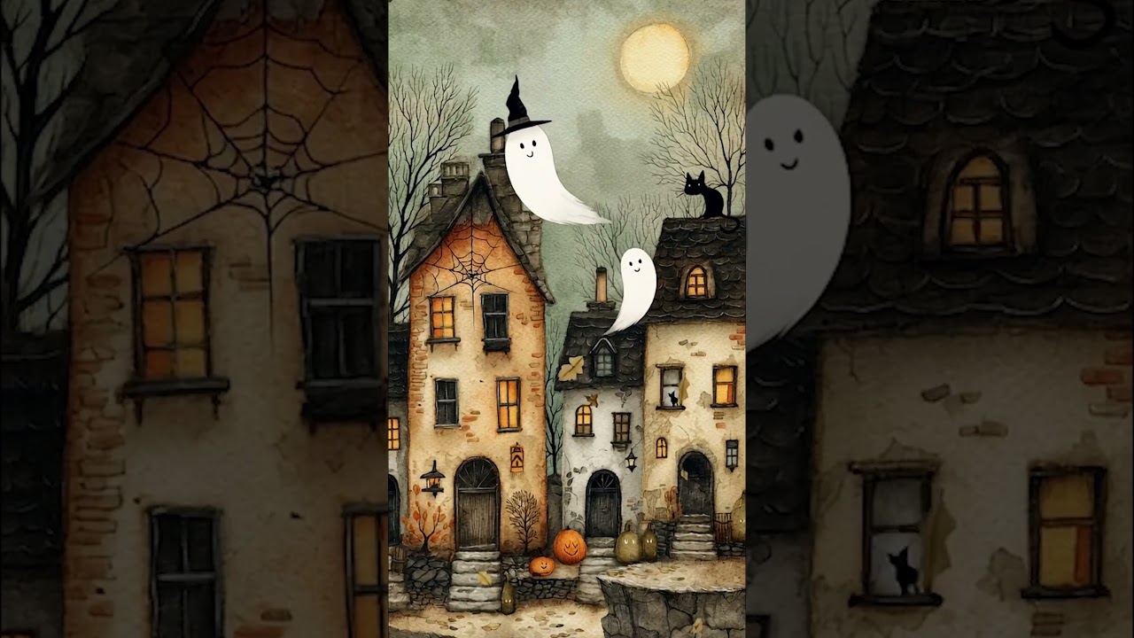 2025 Halloween Art for Frame TV 🎃 Spooky Pumpkin Lanterns and Haunted House Preview Loop #Shorts