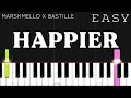 Marshmello - Happier ft. Bastille | EASY Piano Tutorial