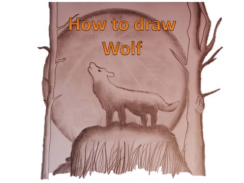 How to draw wolf howling at the moon - YouTube