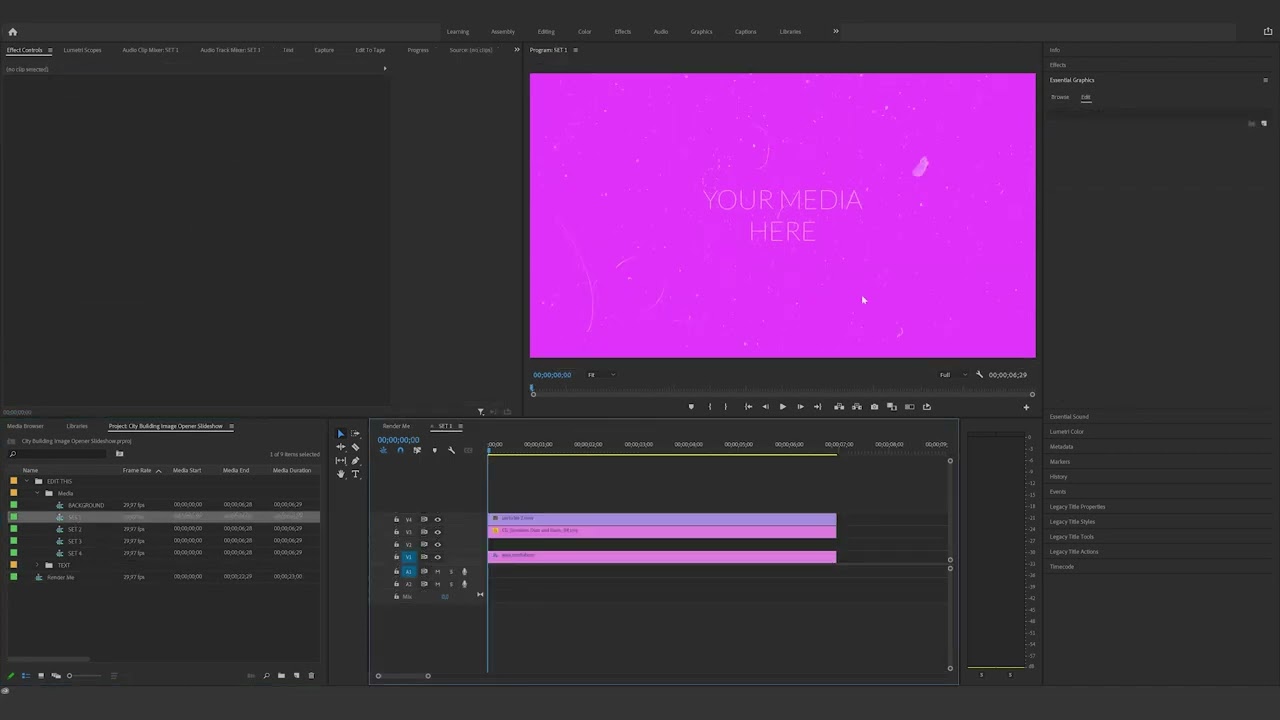 How to edit the City Building Image Opener Slideshow in Premiere Pro
