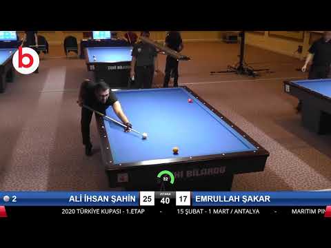 ALİ İHSAN ŞAHİN & EMRULLAH ŞAKAR Bilardo Maçı - 2020 TK 1.ETAP ANTALYA-3.ÖN ELEME