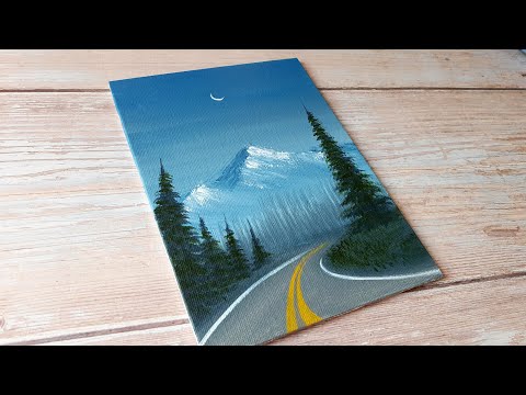 Mountain view / easy acrylic painting ideas for beginners ✨️