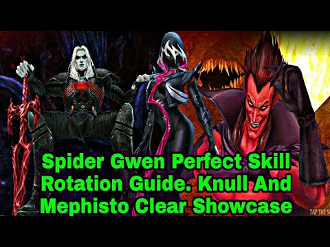 Spider Gwen Perfect Skill Rotation Guide | WBL Mephisto & Knull Clear Showcase - Marvel Future Fight
