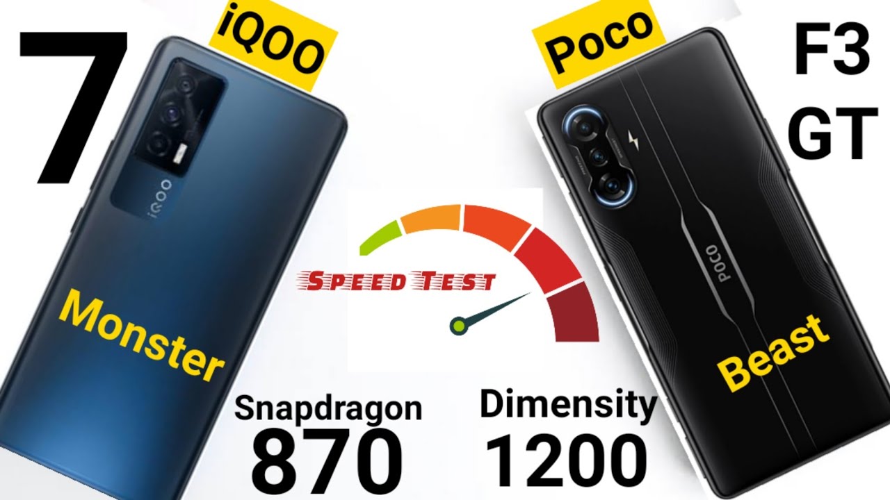 Poco F3 Gt vs iQOO 7 speedtest, Ram management Dimensity 1200 vs Snapdragon 870 🔥🔥🔥