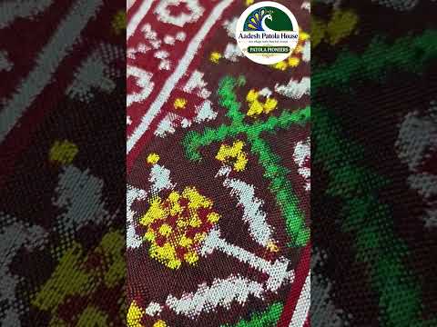 Red Maroon Motu Narikunj Motifs Double Ikat Patola Saree with Jad Pallu