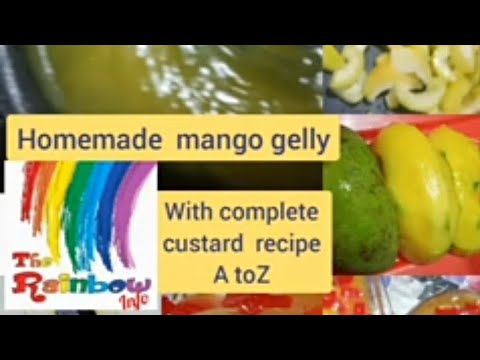 mango delight | baba mango jelly custard  by the rainbow info | dessertrecipe