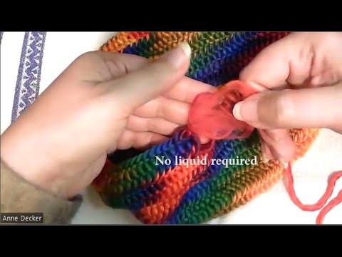 Spin Splice - demonstrated nalbinding in 100% acrylic single ply yarn