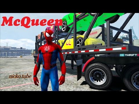 Lightning McQueen Transportation with spiderman*Cartoon for Kids And Nursery Colors*