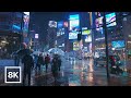2 HOUR Rainy Night Walk In Shibuya Tokyo 8K 60fps Calm Piano