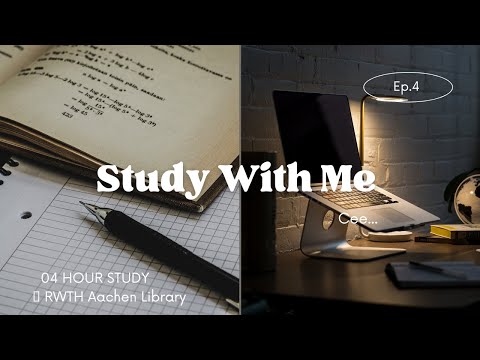 04 HOUR STUDY WITH ME AT THE LIBRARY | RWTH AACHEN | Background Noise | Rain Sounds | 10 Min Break