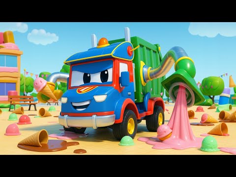 Super Garbage Truck VS Ice Cream Machine 🍦 Vehicles Cartoon for Kids | Super Truck