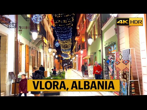 Vlora, Albania ✨🇦🇱 2023, New Year Christmas 🎄🎉Vlorë Lights Decoration✨🌟❄️ 4K-HDR