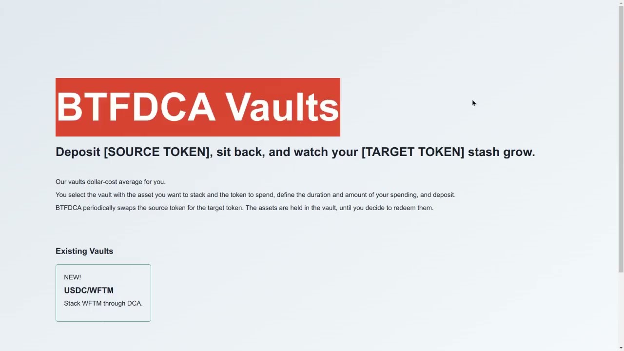 BTFDCA VAULTS FOR FANTOM HACKATHON Q2 2023