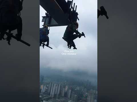 2 Workers. 300m High. Power for a City #work #workers #engineering