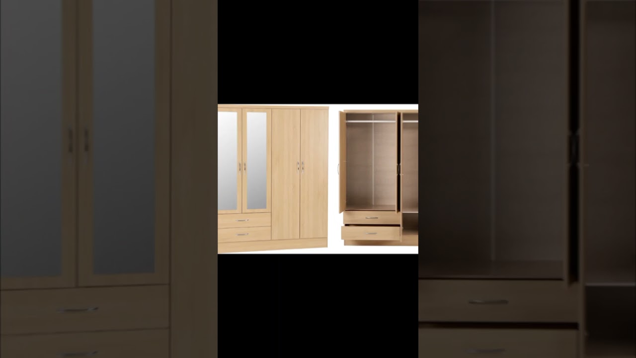 Nevada 4 Door 2 Drawers Mirrored Wardrobes/Cloth Organizer/Different Colours #wardrobe